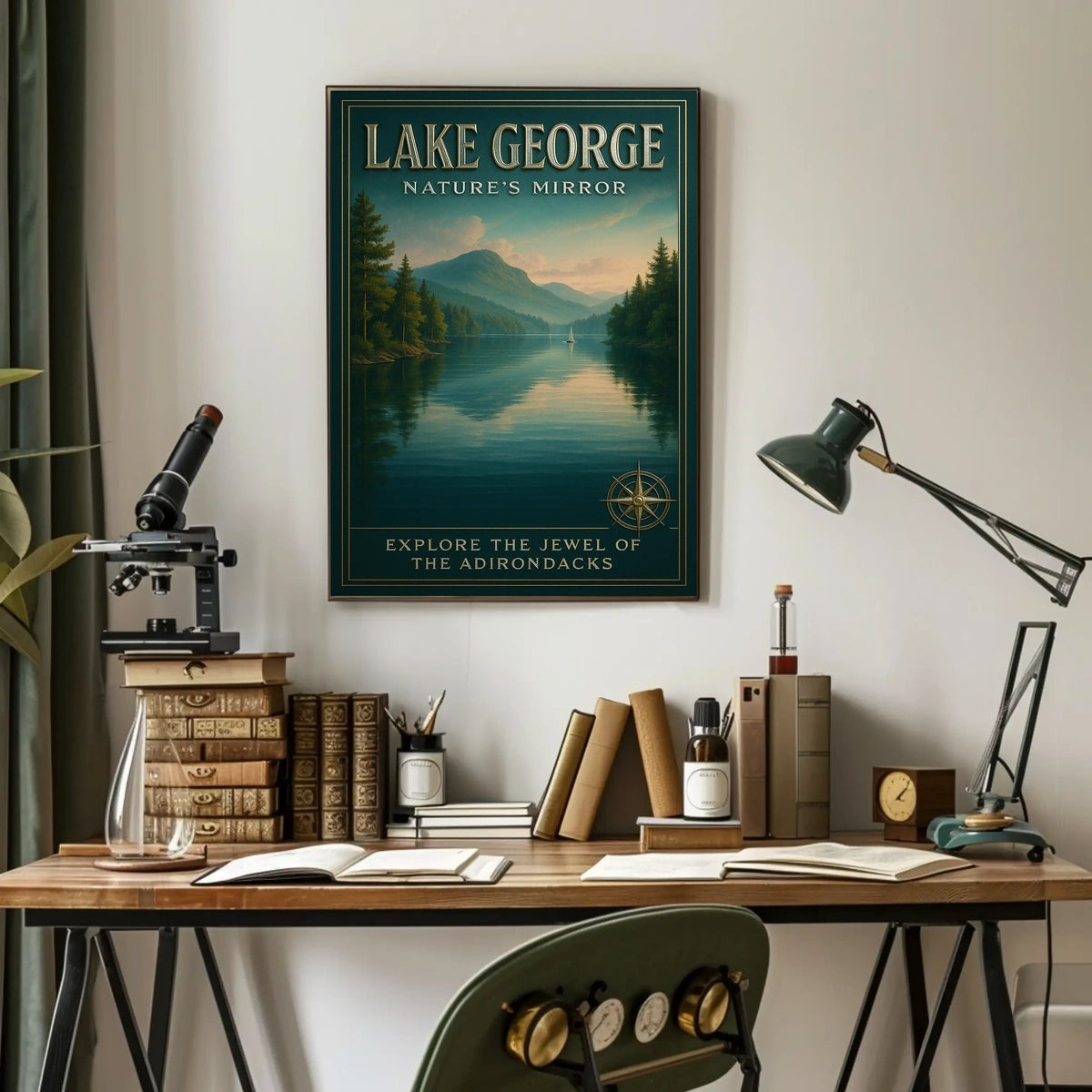 Lake George Adirondack Vista Poster Vintage Travel Wall Art