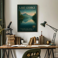 Lake George Adirondack Vista Poster Vintage Travel Wall Art