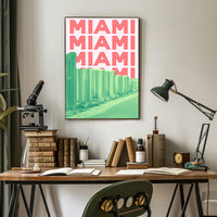 Miami Beachline with Vibrant Architecture Travel Poster PosterGoat