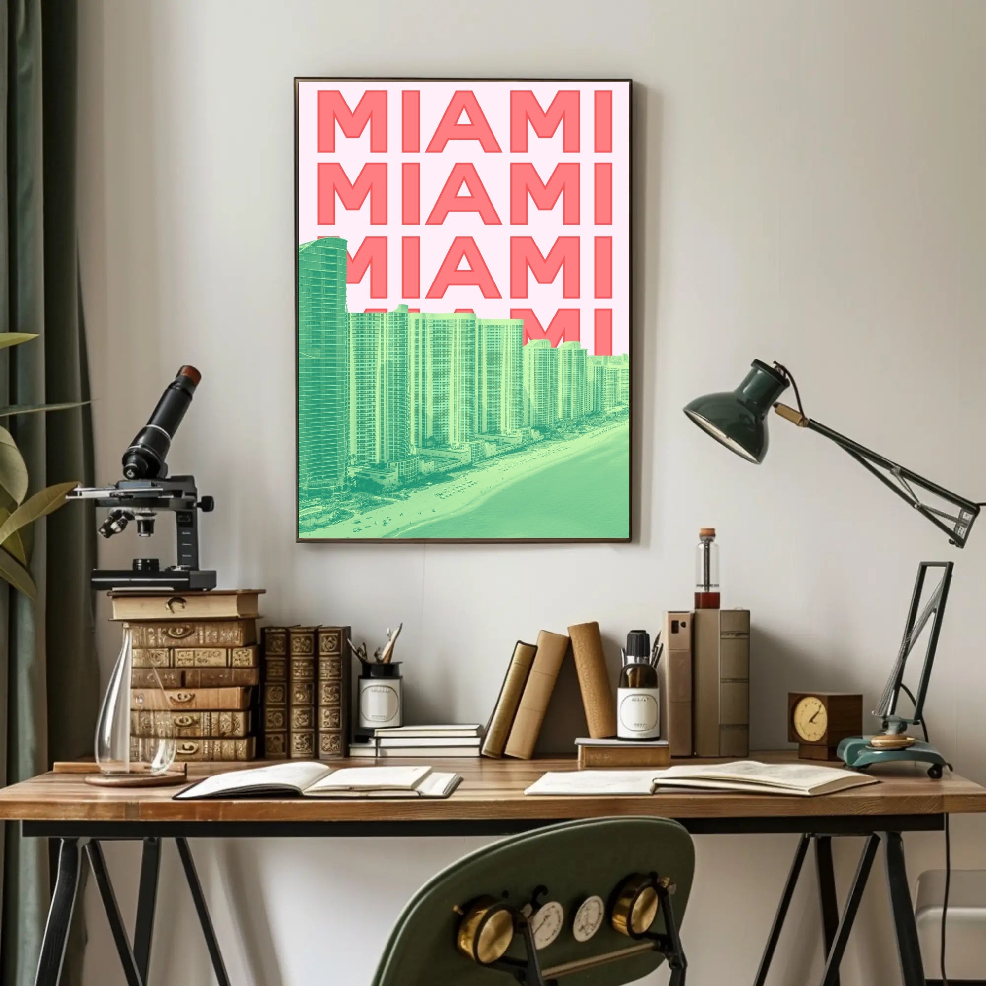 Miami Beachline with Vibrant Architecture Travel Poster PosterGoat