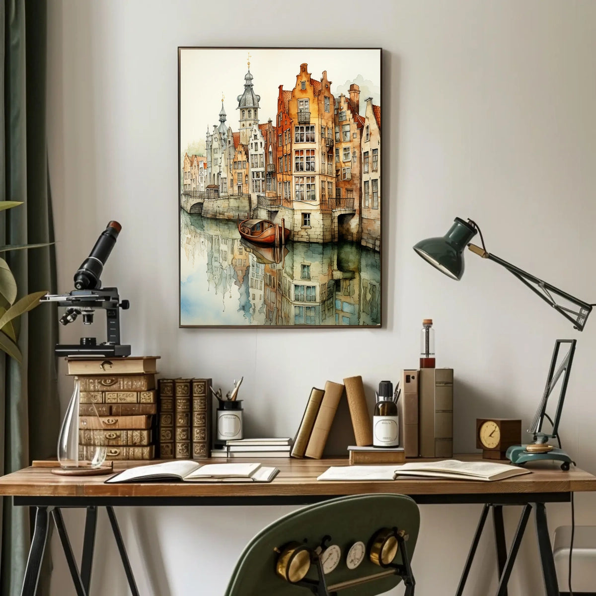 Renaissance Europe scene: Picturesque canal cultural heritage poster