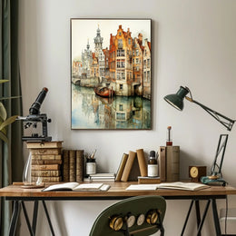 Renaissance Europe scene: Picturesque canal cultural heritage poster