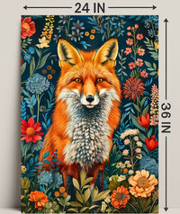 Majestic Fox Amongst Flowers: Enchanting Animal Poster