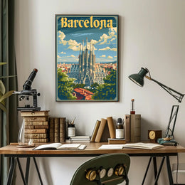 Sagrada Família Travel Poster: Vintage Urban Charm