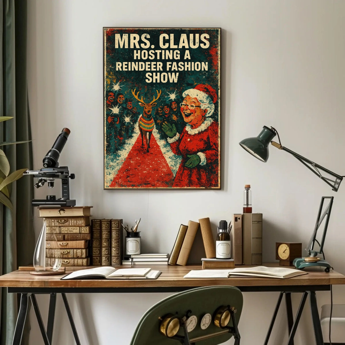 Mrs. Claus Holiday Fashion Show Vintage Artistic Poster