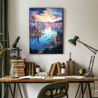 Modern Cityscape Art Vibrant Urban Scene Artistic Poster
