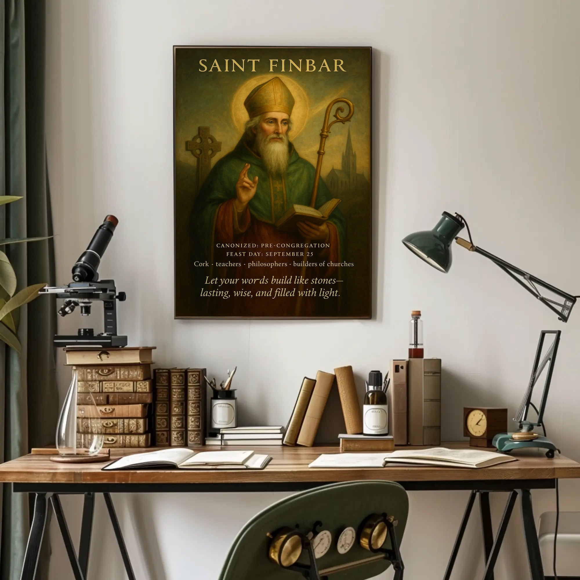 Saint Finbar Vintage Art Religious Cultural or Heritage Poster