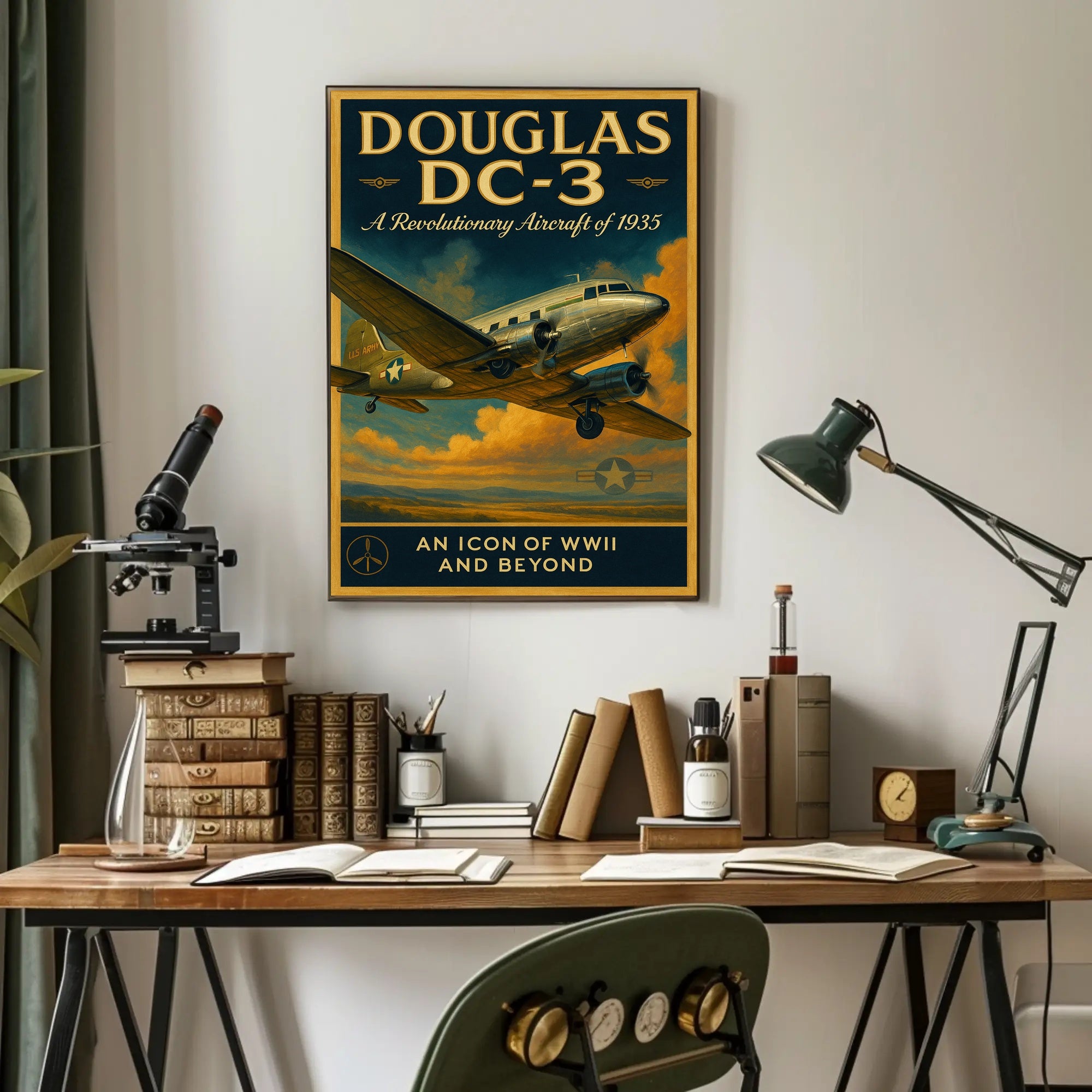 Douglas DC3 Vintage Aviation Poster Print