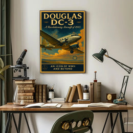 Douglas DC3 Vintage Aviation Poster Print