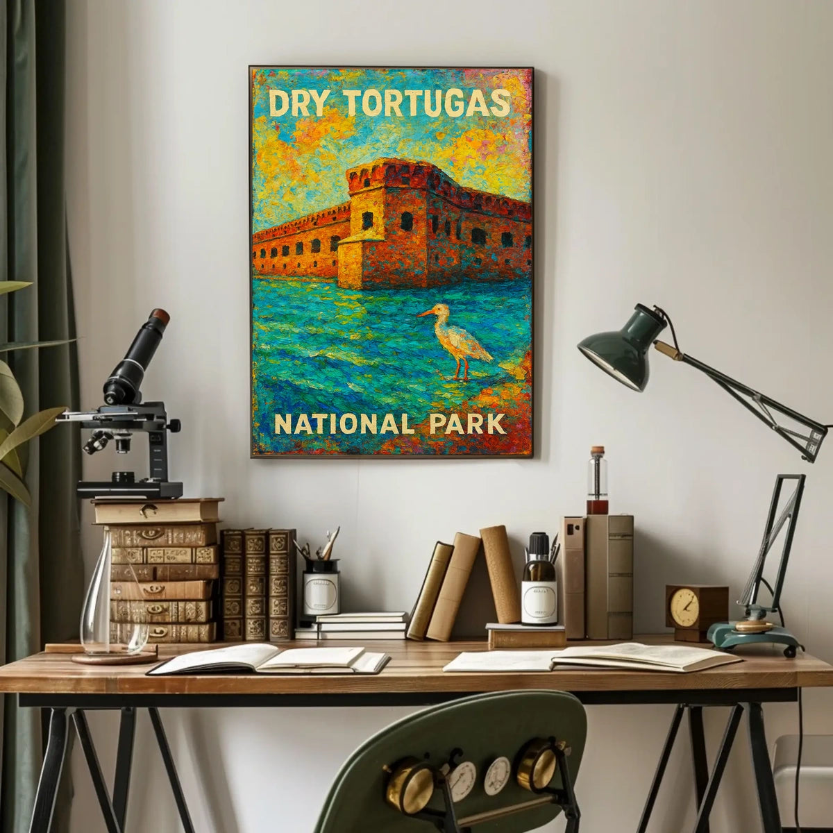 Dry Tortugas National Park Scenic Travel Wall Art Print Vintage Coastal Souvenir Decor Poster