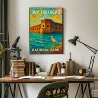Dry Tortugas National Park Scenic Travel Wall Art Print Vintage Coastal Souvenir Decor Poster