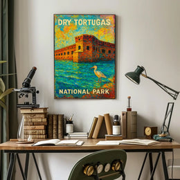Dry Tortugas National Park Scenic Travel Wall Art Print Vintage Coastal Souvenir Decor Poster
