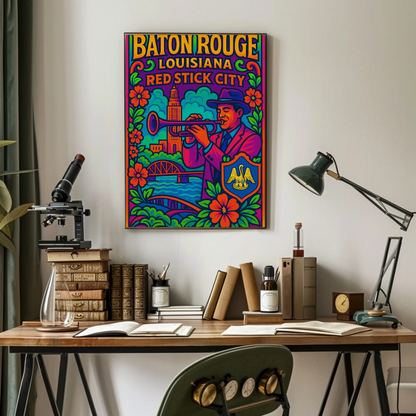 Baton Rouge Red Stick City Travel Poster
