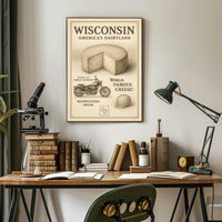 Wisconsin's Vintage Motorcycle and Cheese Cultural or Heritage Poster