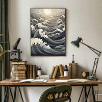 Ocean Waves At Sunset Poster PosterGoat