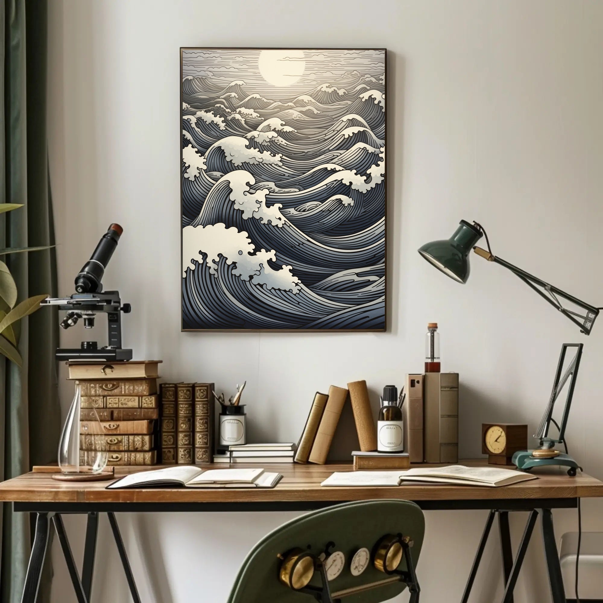 Ocean Waves At Sunset Poster PosterGoat