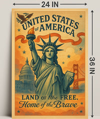 United States of America Land of the Free Poster PosterGoat