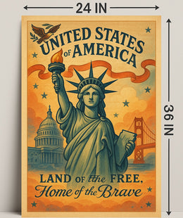 United States of America Land of the Free Poster PosterGoat
