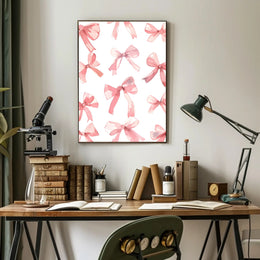 Delicate Pink Bows Watercolor – Abstract or Artistic Poster PosterGoat