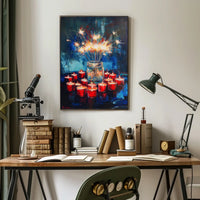 Glowing Sparkler Bouquet In Mason Jar Centerpiece Poster