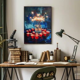 Glowing Sparkler Bouquet In Mason Jar Centerpiece Poster