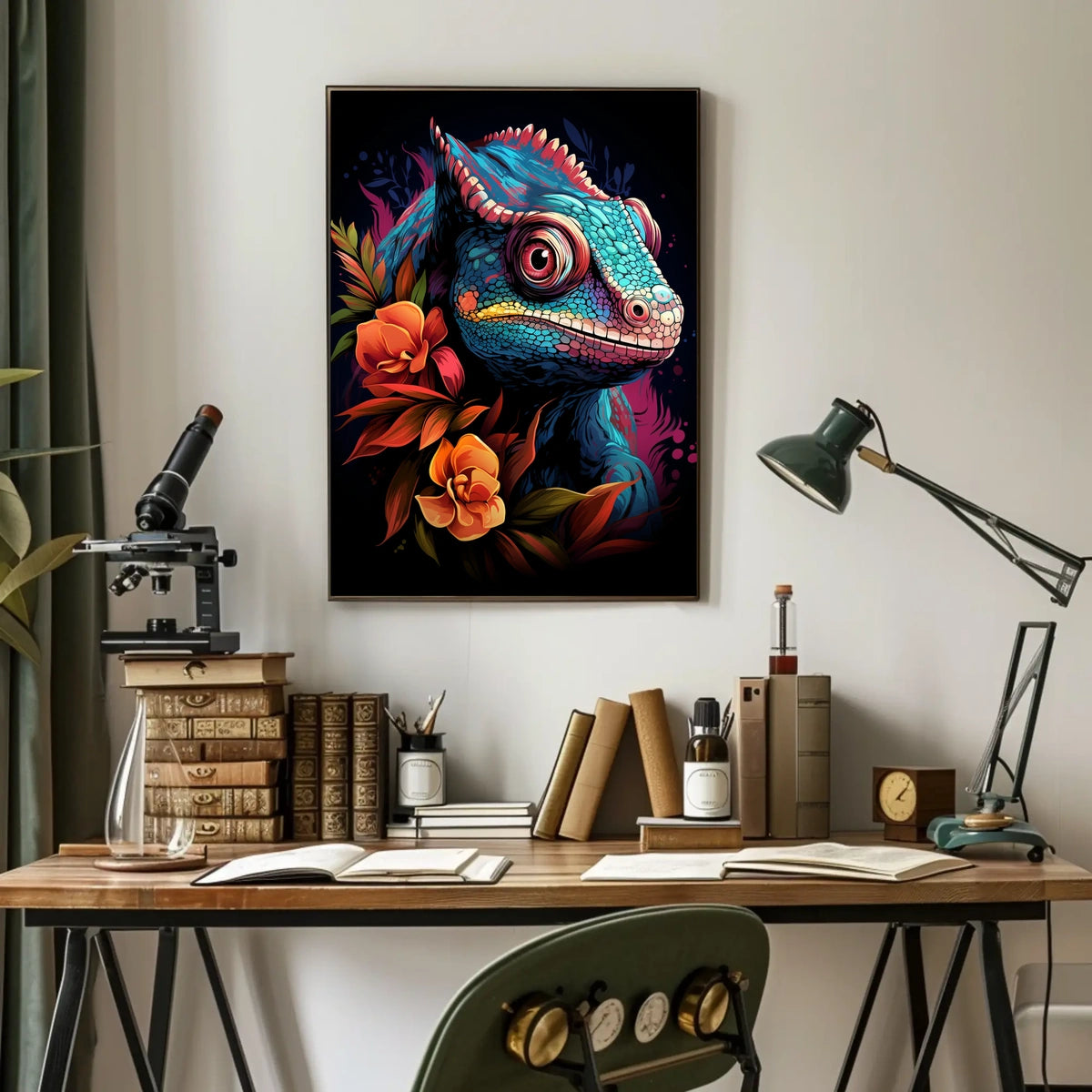 Vibrant Chameleon Art Poster