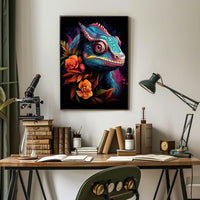Vibrant Chameleon Art Poster