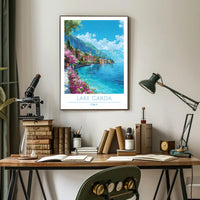 Lake Garda Vibrant View Italian Travel Poster