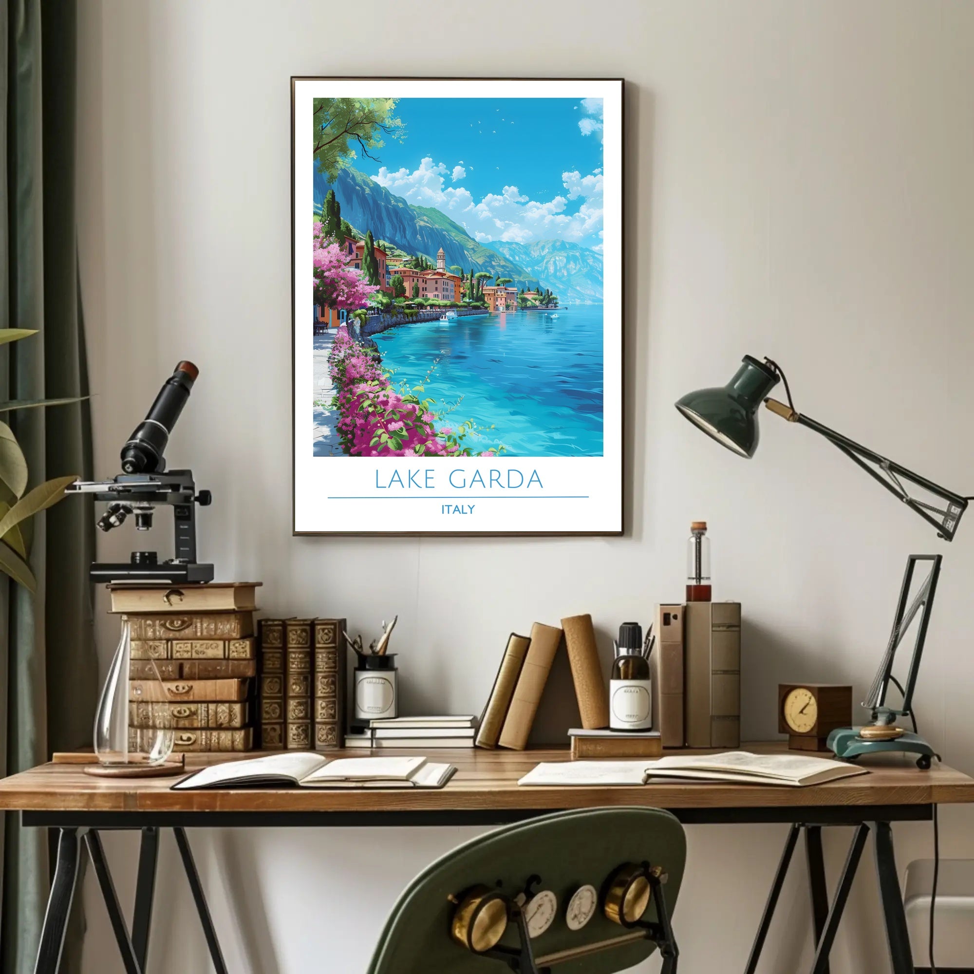 Lake Garda Vibrant View Italian Travel Poster