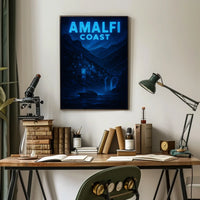 Amalfi Coast Night Serenity Poster Wall Art 18x24 Inches