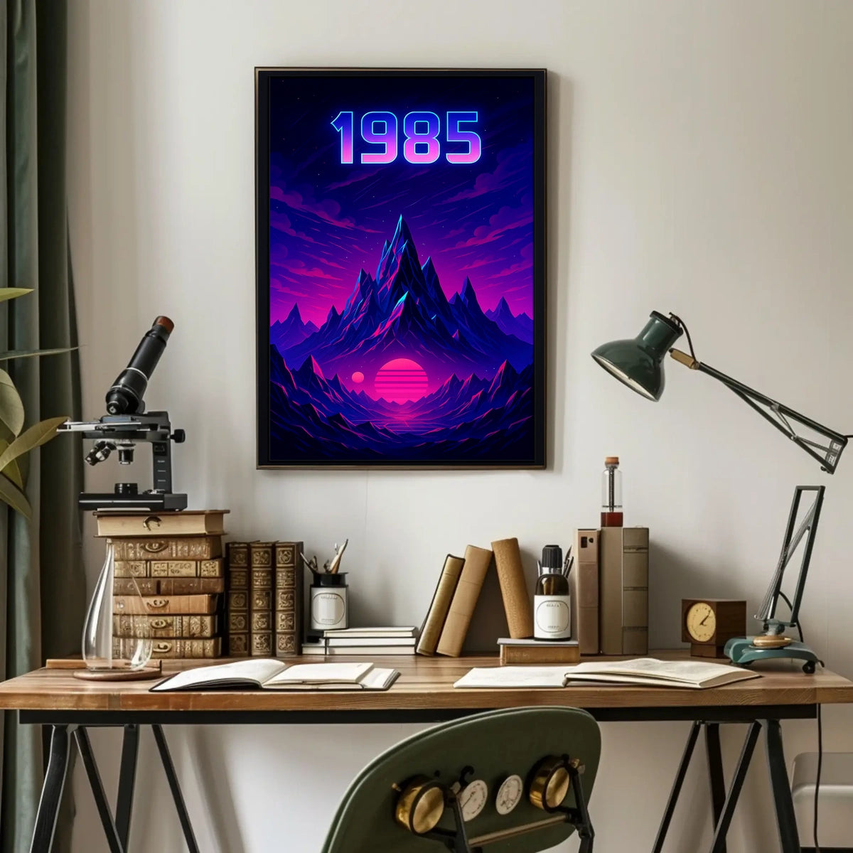 1985 Neon Synthwave Futuristic Sci-Fi Poster