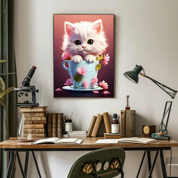 Kitten In A Teacup Poster PosterGoat