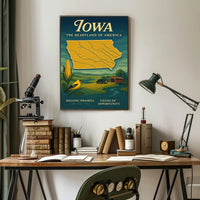 Iowa Heartland Vintage Travel Poster