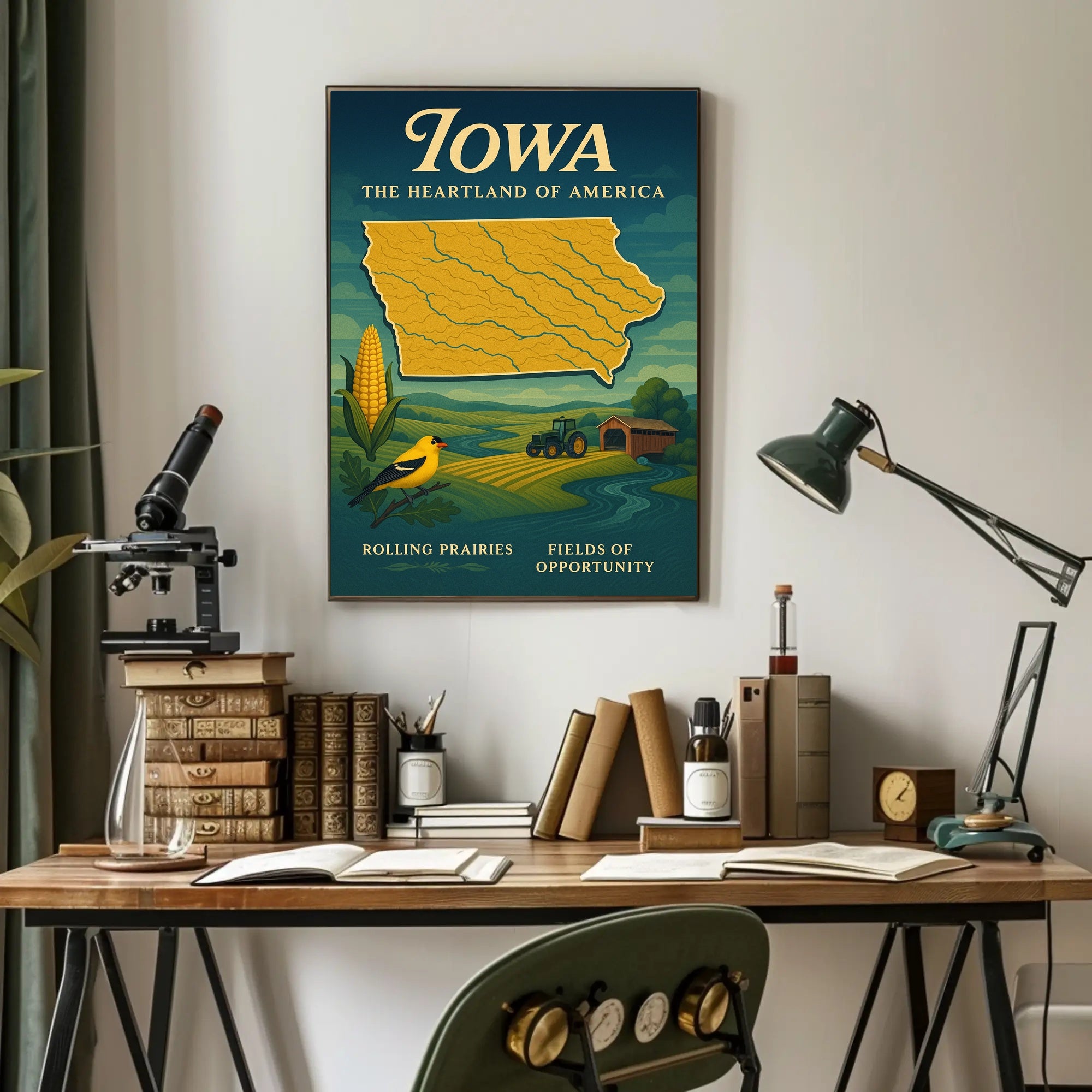 Iowa Heartland Vintage Travel Poster
