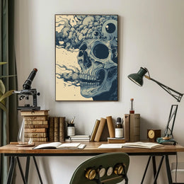 Surreal Skull Art Poster with Vintage Eerie Design