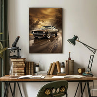 Classic Muscle Car at Sunset Poster PosterGoat