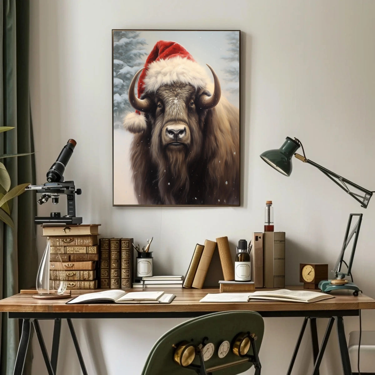 Festive Bison In Winter Wonderland Poster