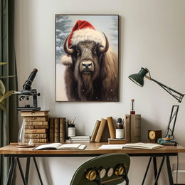Festive Bison In Winter Wonderland Poster