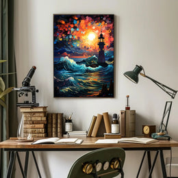 Lighthouse At Dusk Poster