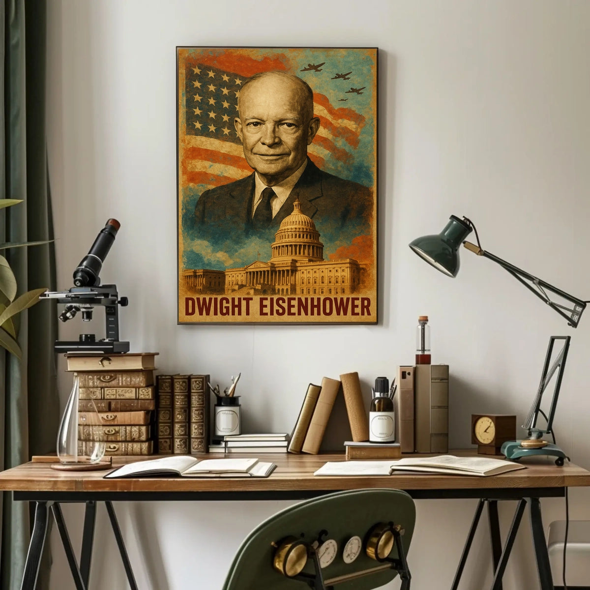 Dwight D. Eisenhower 34th President of the United States Layered Digital Collage Poster