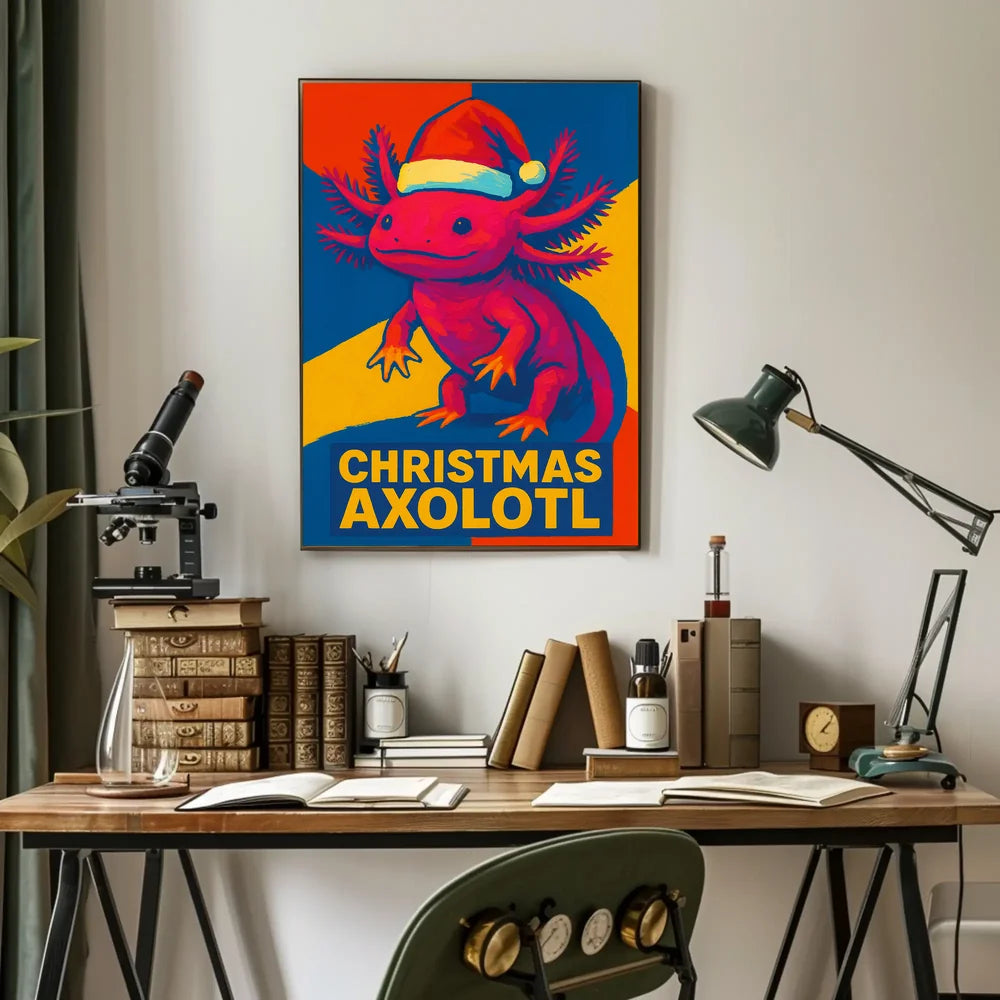 Christmas Axolotl Poster for Animal Lovers