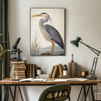 Heron Illustration Poster Elegant Coastal Wall Art