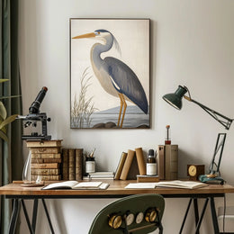 Heron Illustration Poster Elegant Coastal Wall Art