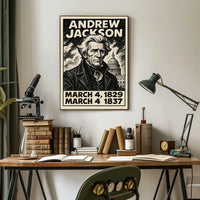Andrew Jackson 7th President of the United States B & W Comic Sketch Poster