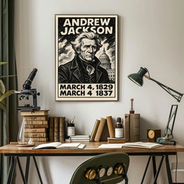 Andrew Jackson 7th President of the United States B & W Comic Sketch Poster