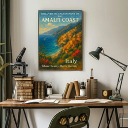 Amalfi Coast Romantic Seascape Art Poster Print