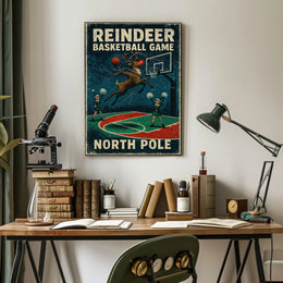Reindeer Basketball Game At The North Poster
