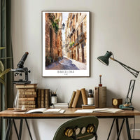 Barcelona Street Watercolor Art Poster PosterGoat
