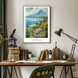Nicaraguan Coastal Village Scene: Vibrant Travel Poster PosterGoat