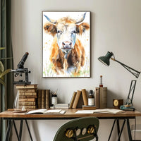 Cow Watercolor Wall Art Poster Rustic Farmhouse Print